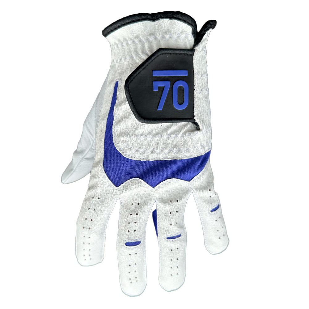 Sub70 Mens Half Leather Super Soft L/H Golf Glove - Blue Logo - Individual Glove