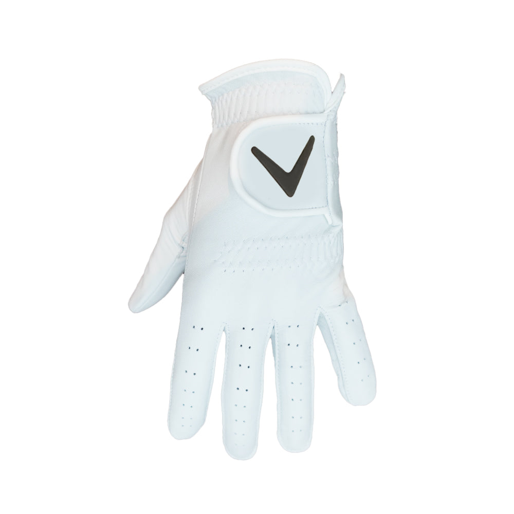 V Logo 2023 Tour White Full Leather Golf Glove - L/H ONLY