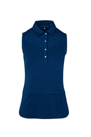 SWING OUT SISTER LADIES AMELIE SLEEVELESS POLO SHIRT ATLANTIC BLUE