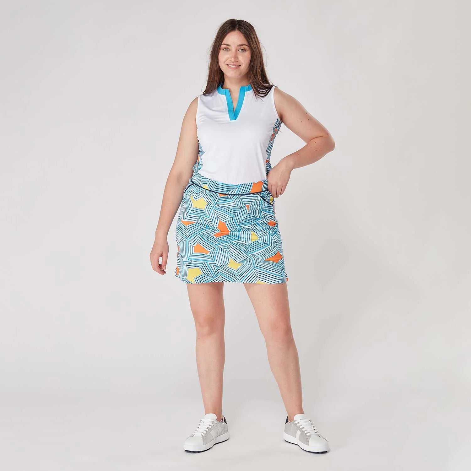 SWING OUT SISTER Lara Sleeveless Polo Wave Pattern