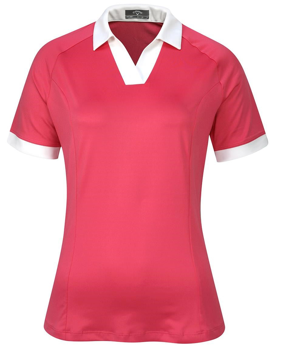 Callaway Ladies Short Sleeve Colour Block Golf Polo Shirt in Fruit Dove - CGKSD035⛳️