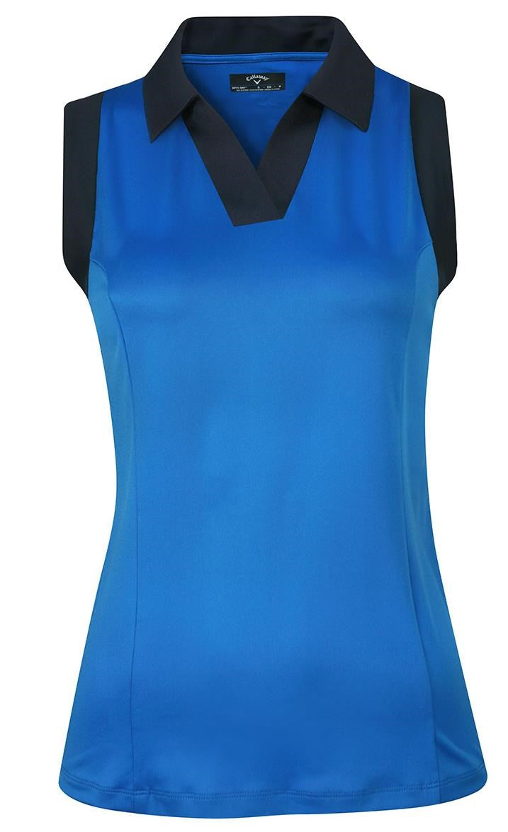 Callaway Ladies Sleeveless Colour Block Polo Shirt in Blue Sea Star- CGKSD034⛳️