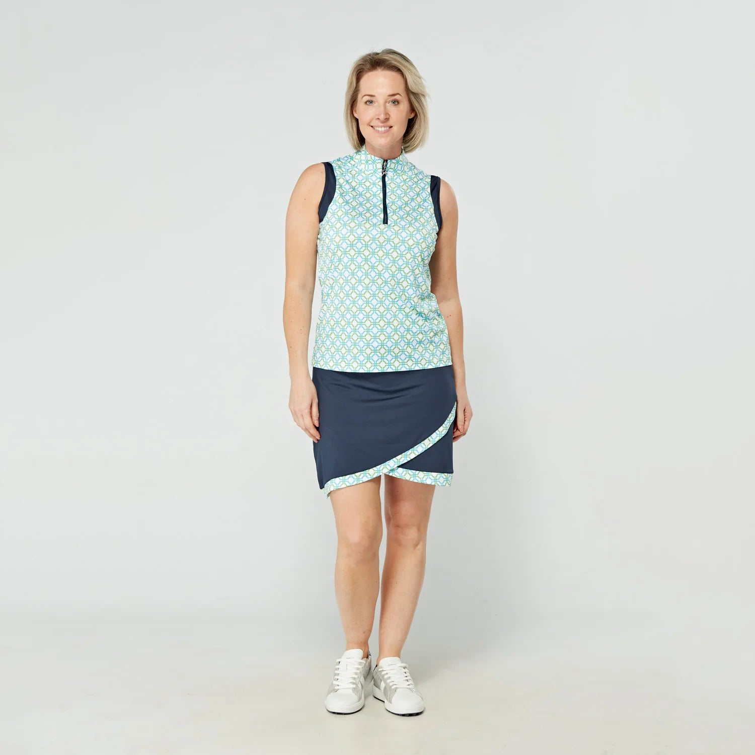 Swing Out Sister Milly Patterned Scalloped Skort Dazzling Blue & Emerald