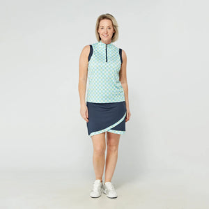 Swing Out Sister Milly Patterned Scalloped Skort Dazzling Blue & Emerald