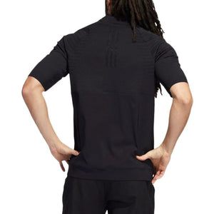 ADIDAS PRIMEKNIT ZIP NECK GOLF HYBRID SHORT SLEEVE TOP BLACK H61759 MEDIUM ONLY