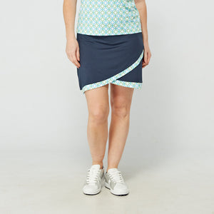 Swing Out Sister Milly Patterned Scalloped Skort Dazzling Blue & Emerald