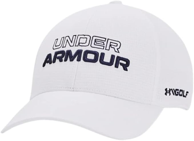 Under Armour Men's Jordan Spieth Golf Hat with ArmourVent Technology - White/Midnight Navy - Large/XL