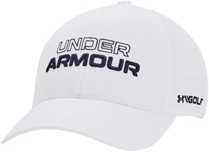 Under Armour Men's Jordan Spieth Golf Hat with ArmourVent Technology - White/Midnight Navy - Large/XL