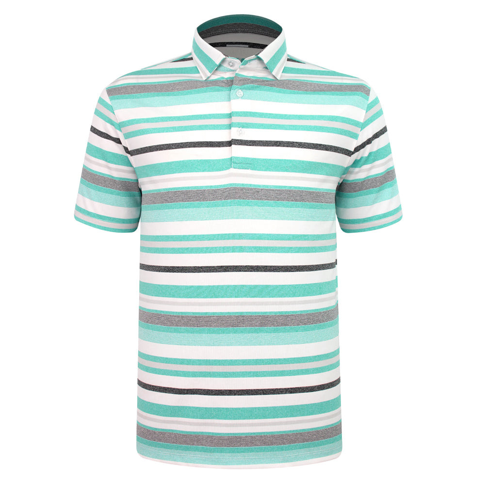 Sub70 Tour Classic Polo Stripe #39 Turquoise/White/Grey⛳️