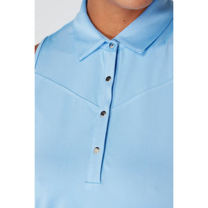 SWING OUT SISTER LADIES AMELIE SLEEVELESS POLO SHIRT Tranquil Blue