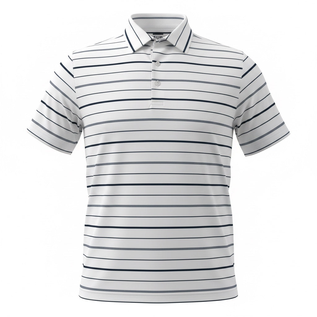 2026 Sub70 Tour Classic Polo Stripe #38 White/Navy Stripe⛳️