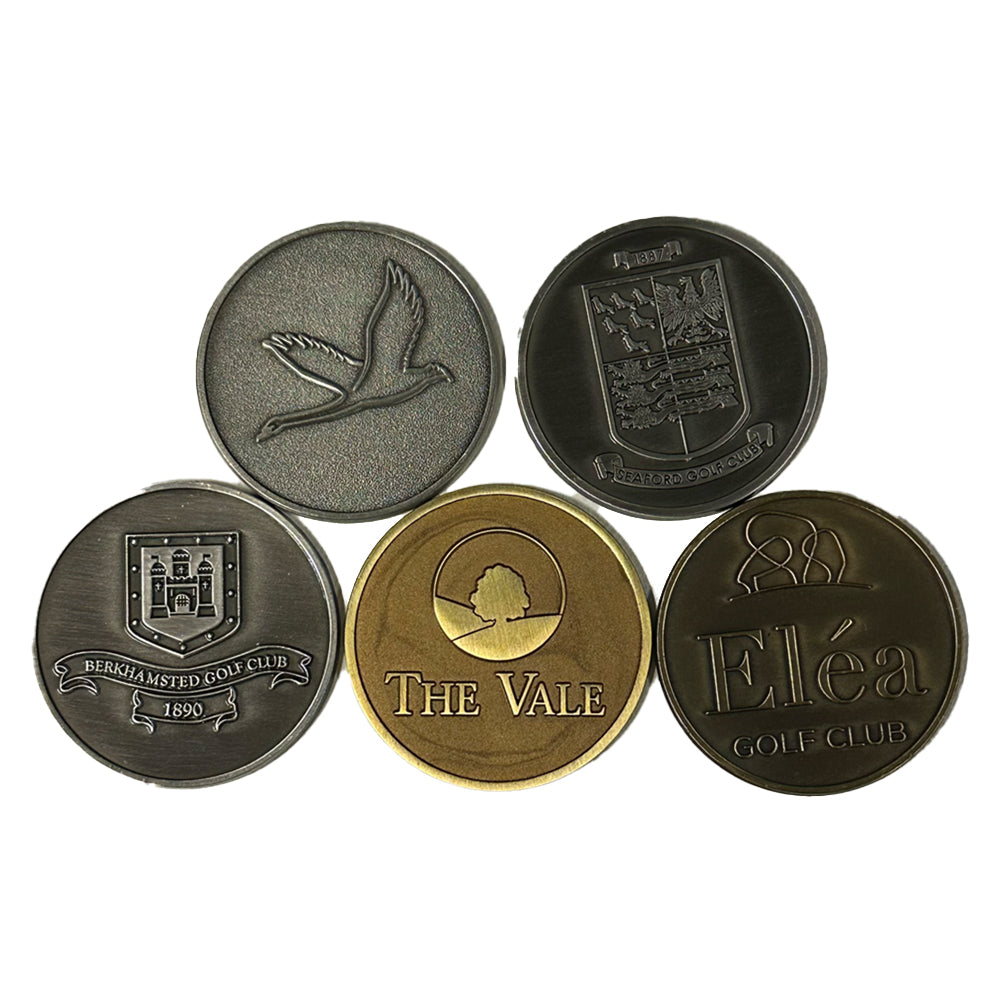 Pack of 5 Large Metal Coin Markers - Various Logos⛳️