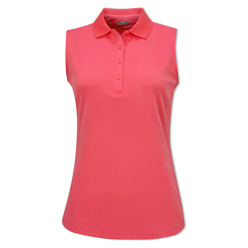 Callaway Ladies Solid Knit Sleeveless Polo - Fruit Dove - CGKSA0A4 ⛳️