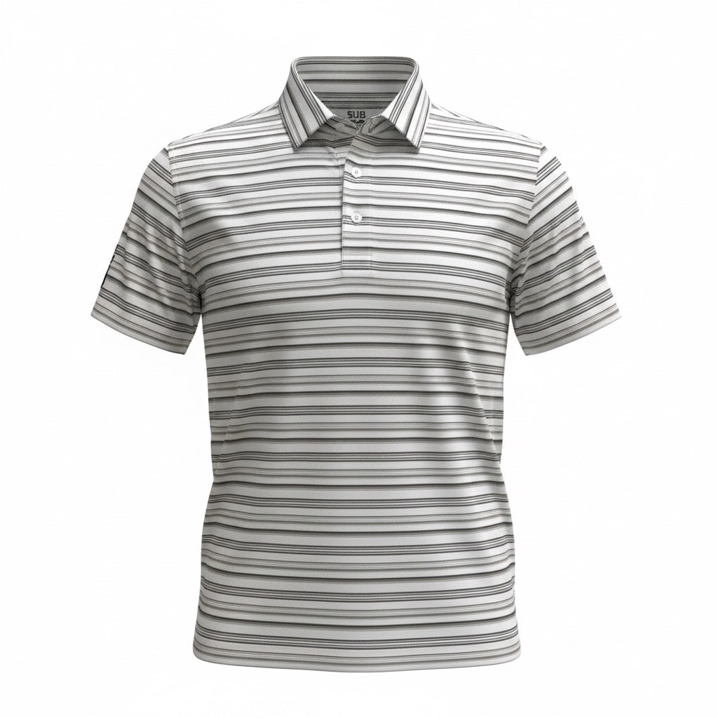 2026 Sub70 Tour Classic Polo Stripe #6 White/Grey Stripe⛳️