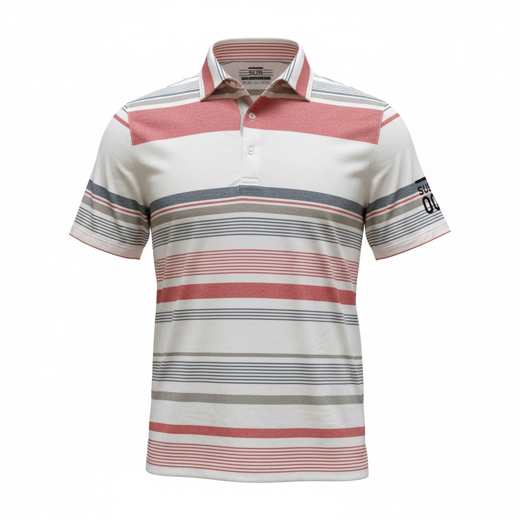 Sub 70 Tour Classic Polo Stripe #3 Red/Grey/White⛳️ SMALL ONLY