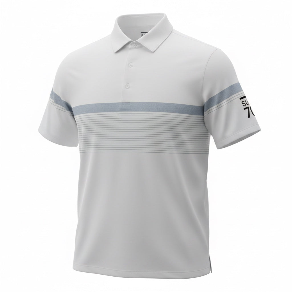 2026 Sub70 Tour Classic Polo Stripe #23 White/Grey Stripe⛳️