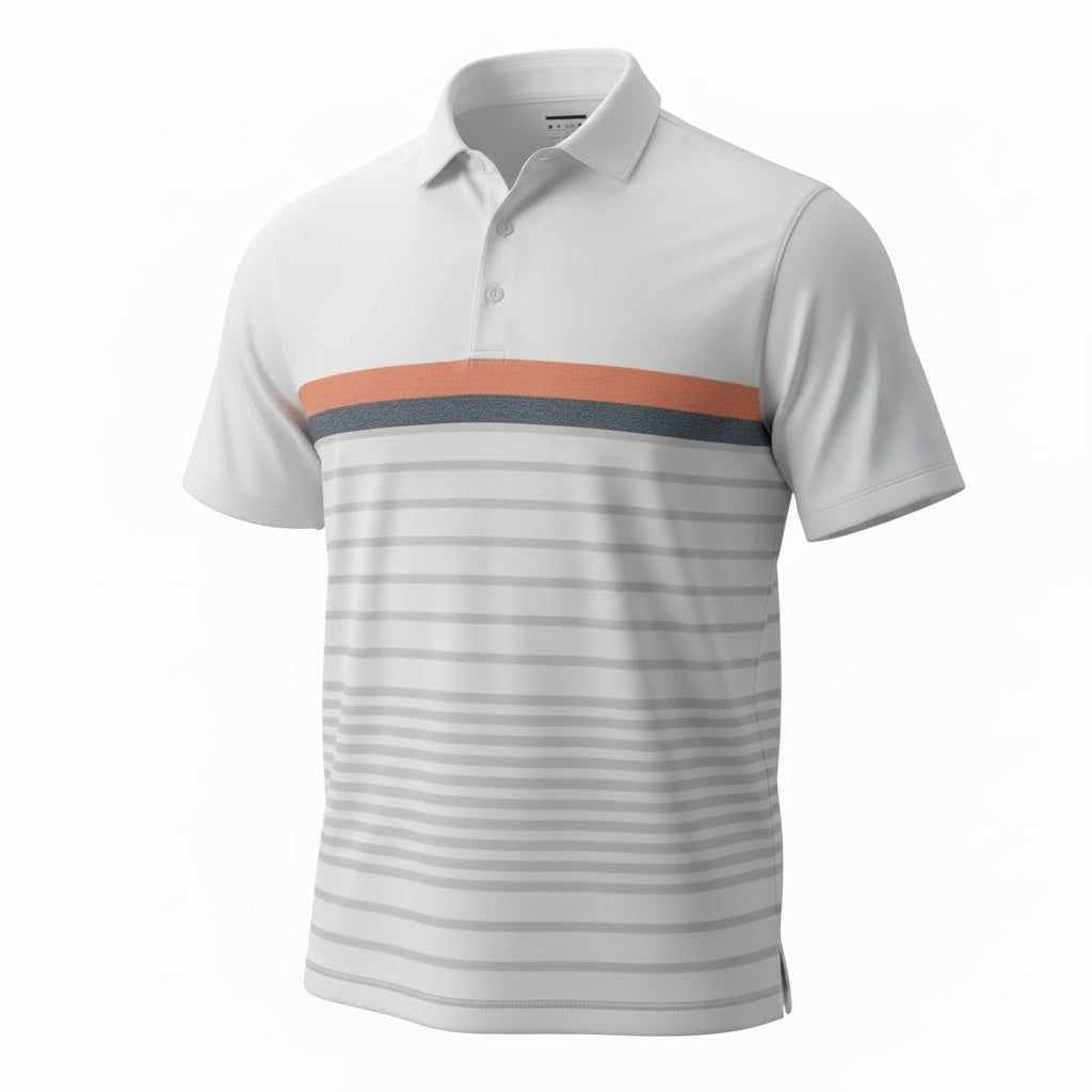 2026 Sub70 Tour Classic Polo Stripe #5 White/ Orange Stripe⛳️