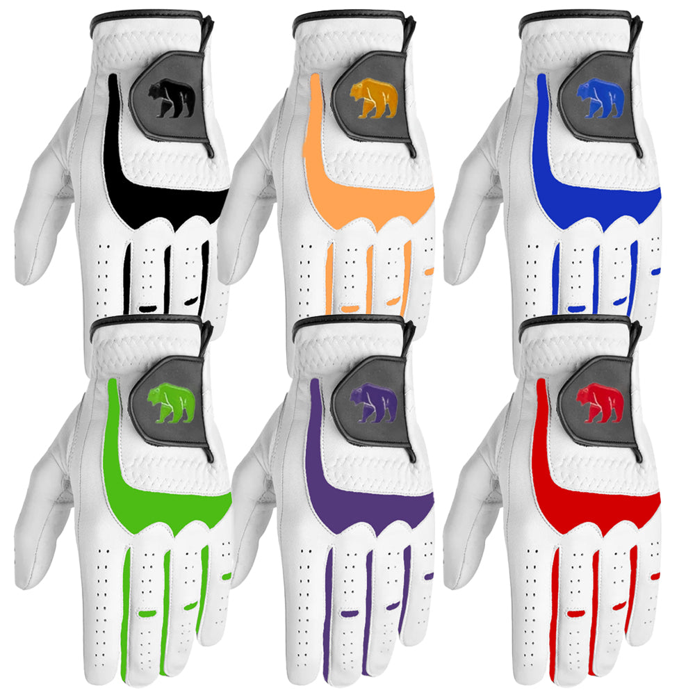 Bear Colour Leathered Golf Glove - Both Hand Orientation Available