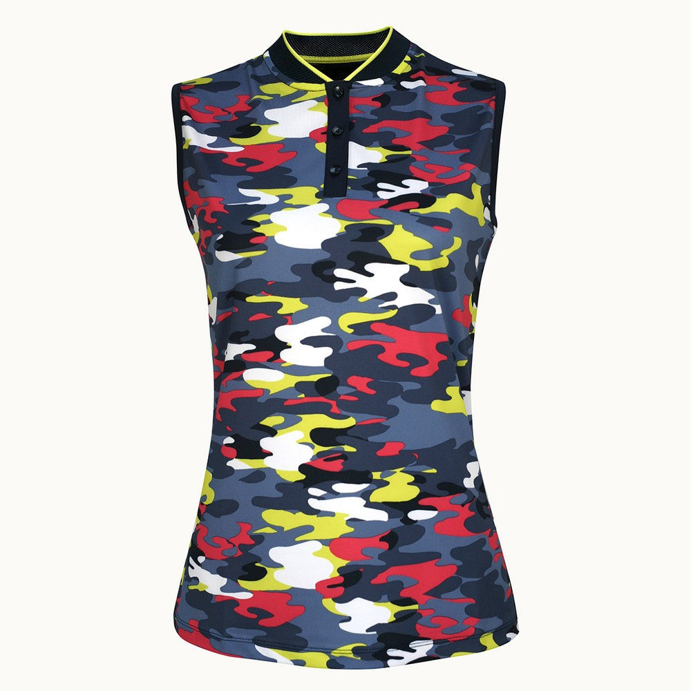 Callaway Ladies Sleeveless Multi-Coloured Camo Polo - Peacoat - CGKSD006⛳️