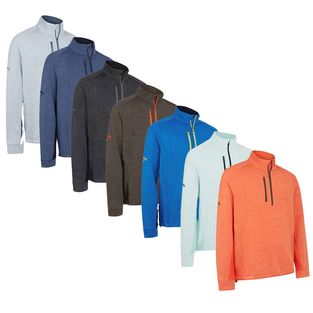Callaway Golf Mens Heather Stripe Fleece Back Thermal Sweater - CGKFC013⛳️