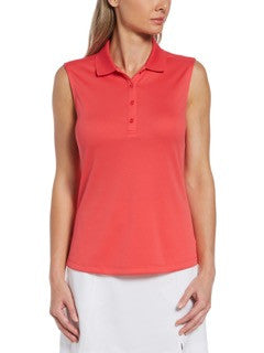 Callaway Ladies Solid Knit Sleeveless Polo - Geranium - CGKSA0A4⛳️