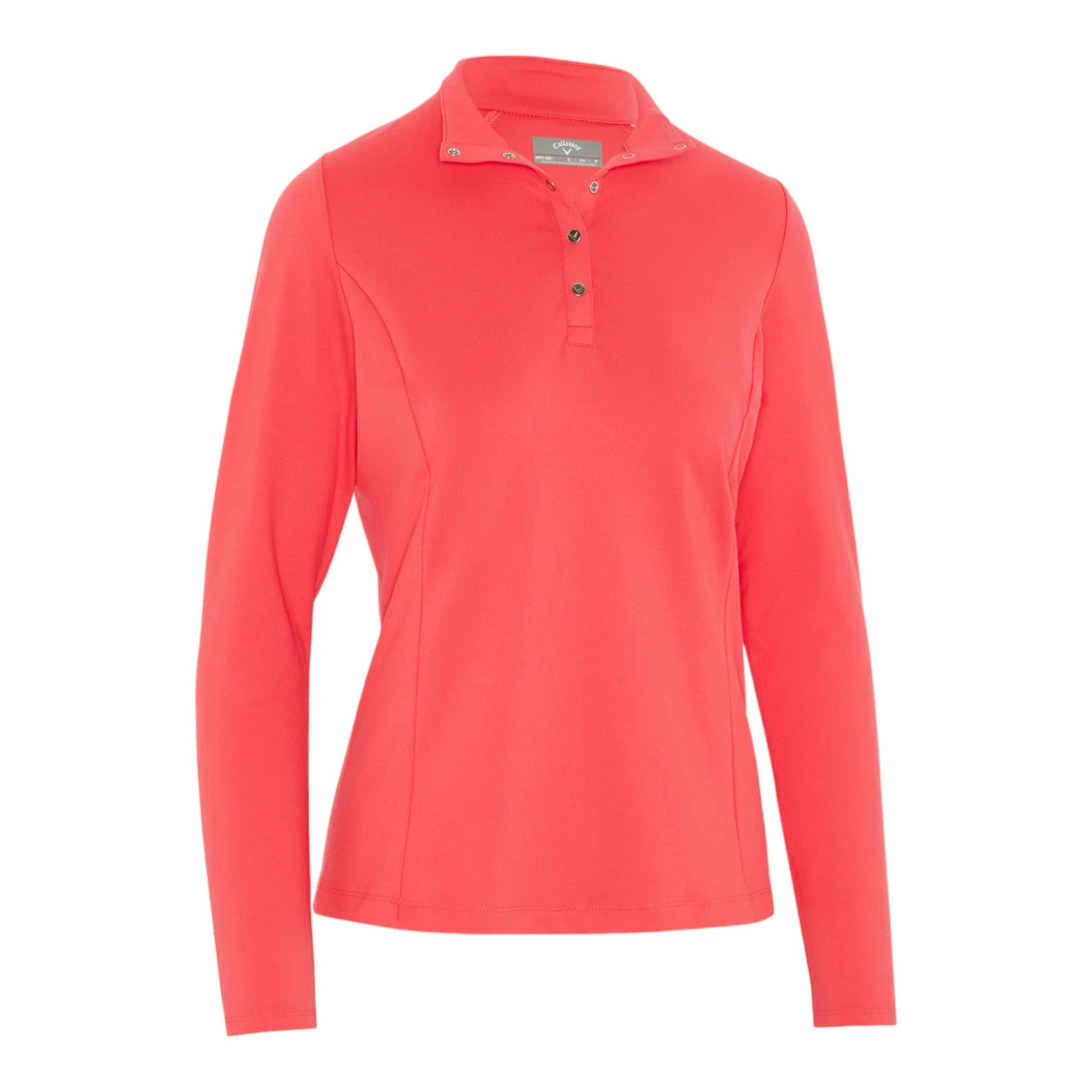 Callaway Ladies Thermal Long Sleeve Fleece Back Jersey Polo Shirt - CGKFC077 - Coral Paradise⛳️