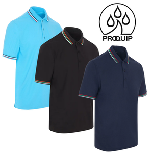 ProQuip Mens Striped Collar Golf Polo Shirt