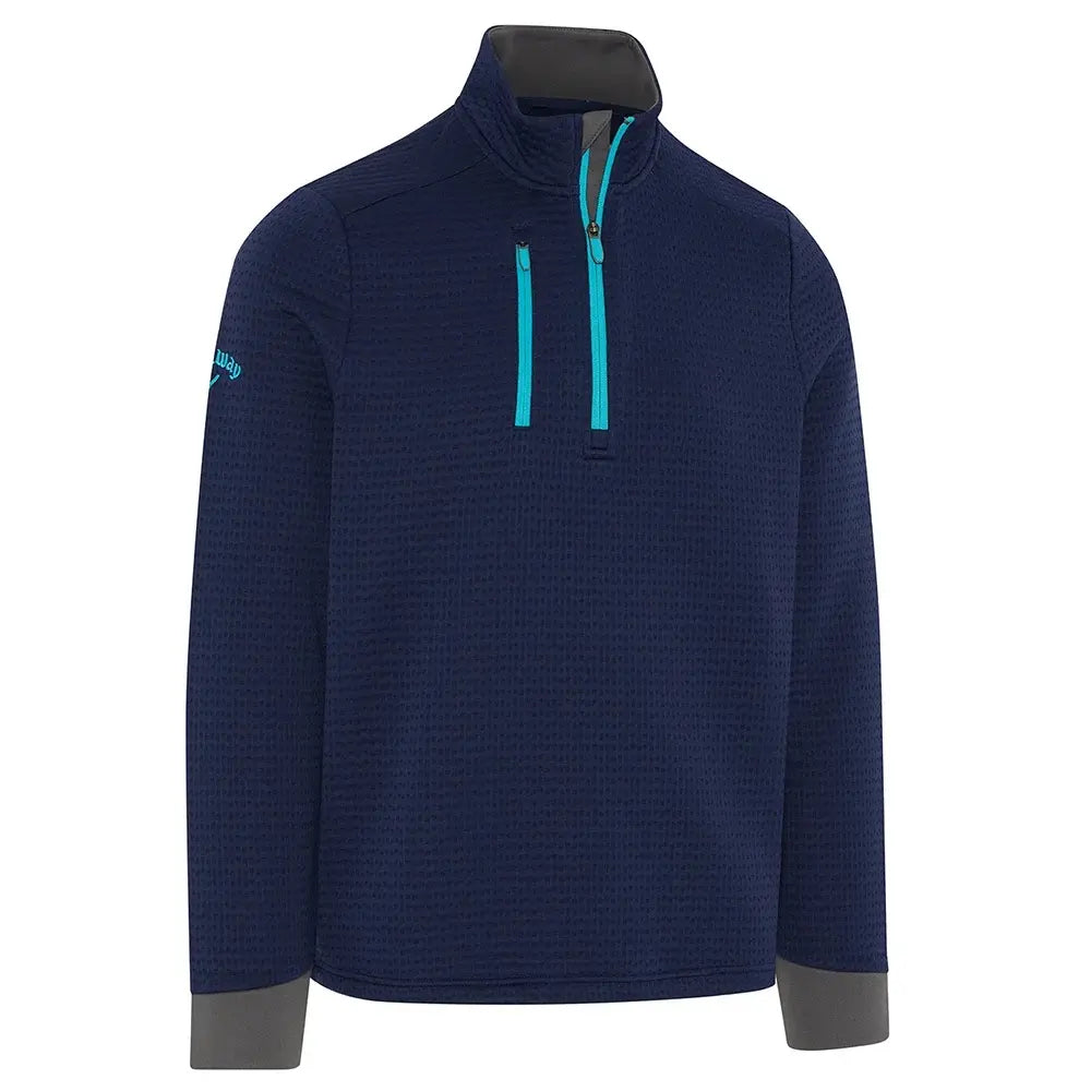 Callaway Mens Midweight Textured 1 4 Zip Golf Fleece CGKFD038 Peacoat Scuba Blue