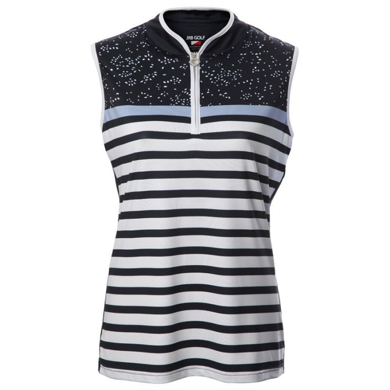 JRB Women's Golf Fashion Shirt - Glacier Blue Stripe - Sleeved or Sleeveless