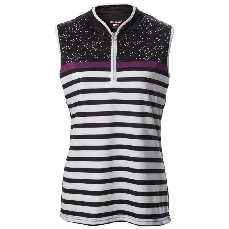 JRB Women's Golf Fashion Shirt - Black (Grape Stripe) - Sleeved or Sleeveless⛳️