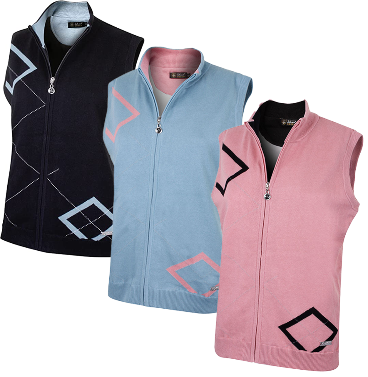 Island Green Women's Sleeveless Zip Through Lined Sweater IGLKNT1754⛳️