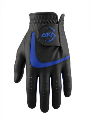AKA FULL LEATHER MEN'S GOLF GLOVE - BLACK/BLUE                (3 for £10)