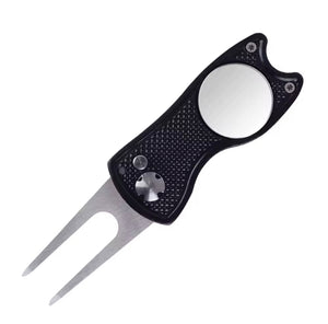 Retractable Metal Golf Green Divot Tool with Magnetic Ball Marker