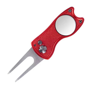 Retractable Metal Golf Green Divot Tool with Magnetic Ball Marker