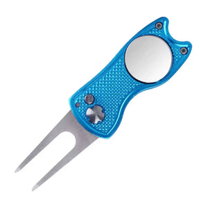 Retractable Metal Golf Green Divot Tool with Magnetic Ball Marker