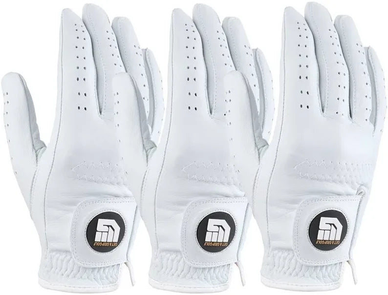 Get A Grip Full Leather golf gloves - 3 Pack - Left  Handed Golfer
