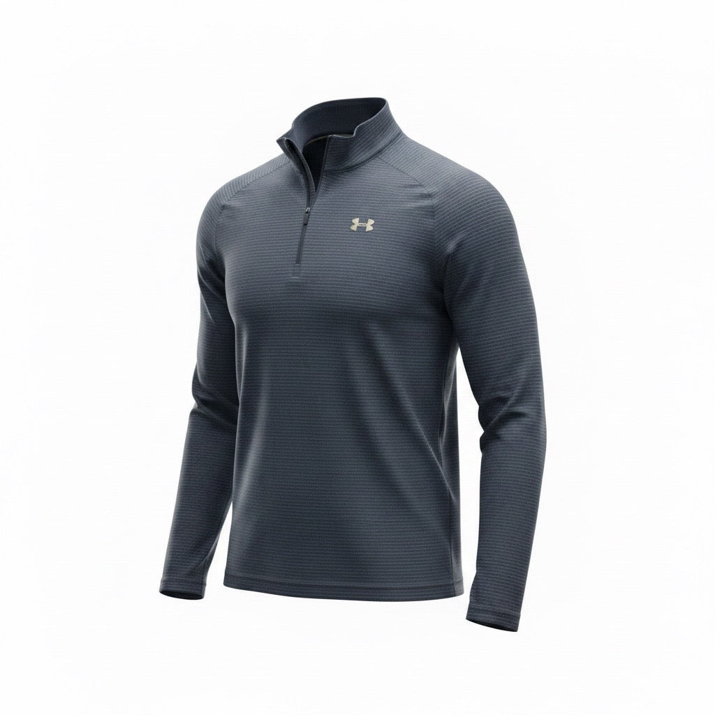 Under Armour Golf Playoff ¼ Zip Mens L/S Shirt(951-408) Navy Stripe (Small Only)