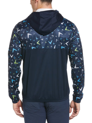 CALLAWAY X MULTI-COLOR CHEVRON PRINT QUARTER ZIP GOLF HOODIE ( XL ONLY)