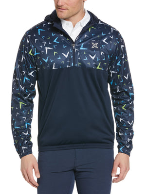 CALLAWAY X MULTI-COLOR CHEVRON PRINT QUARTER ZIP GOLF HOODIE ( XL ONLY)