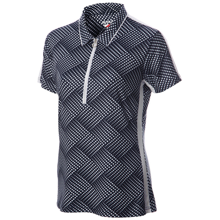 JRB Women's Golf Fashion Shirt - Navy Spot Print - Sleeved or Sleeveless