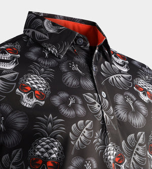 PINEAPPLE SKULLZ POLO - BLACK/ ORANGE