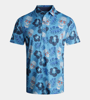 PINEAPPLE SKULLZ POLO - BLUE / ORANGE (SMALL ONLY)