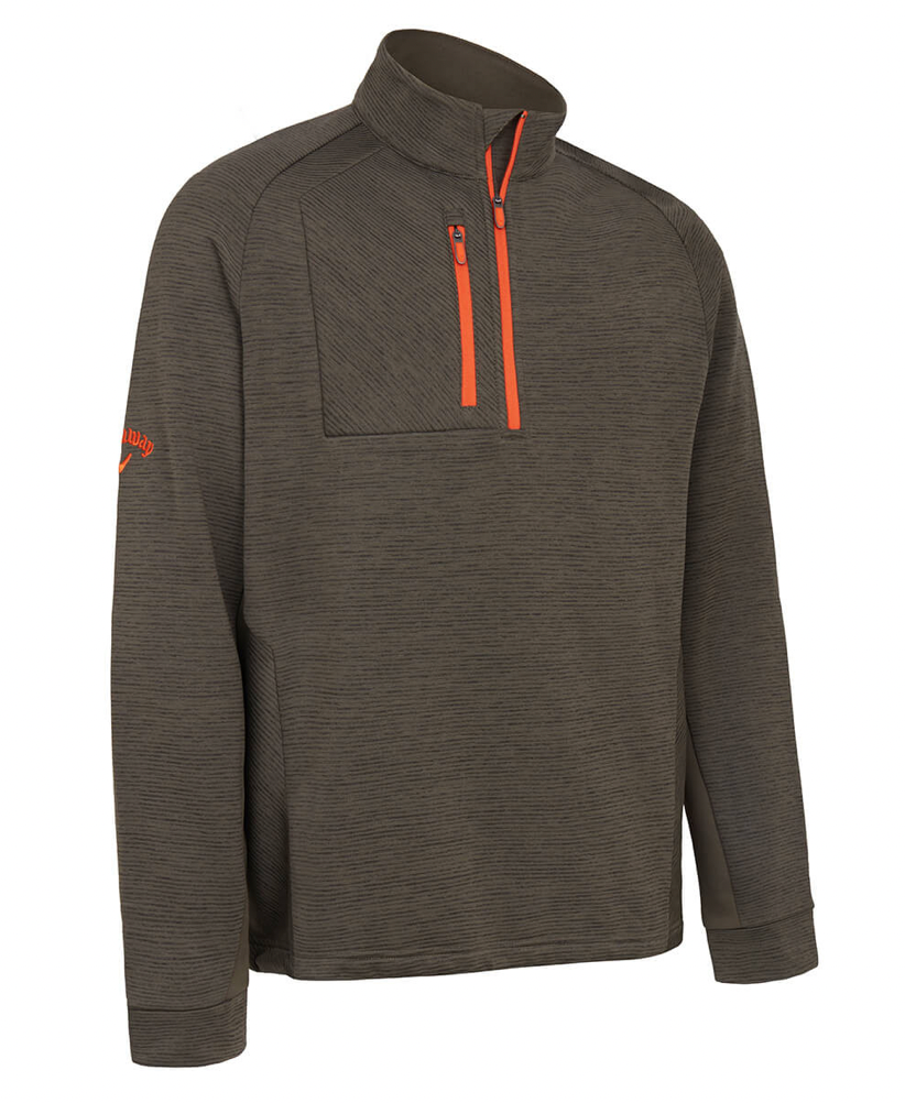 Callaway Golf Mens Heather Stripe Fleece Back Thermal Sweater - CGKFC013⛳️SMALL ONLY