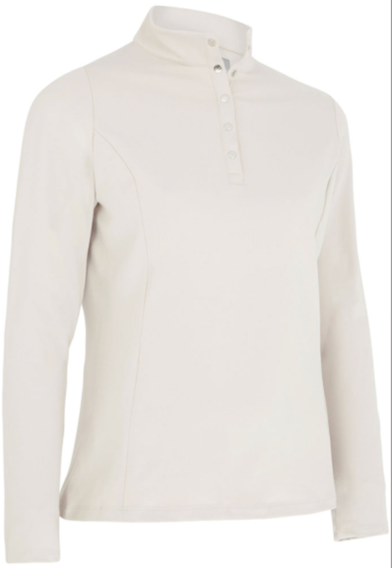 Callaway Ladies Thermal Long Sleeve Fleece Back Jersey Polo Shirt - CGKFC077 - Chateau Grey⛳️