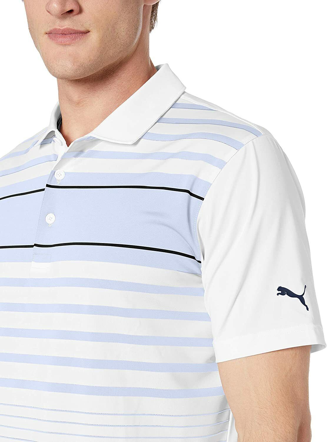 Puma Golf Spotlight Stripe Polo Shirt in Gibraltar Sea