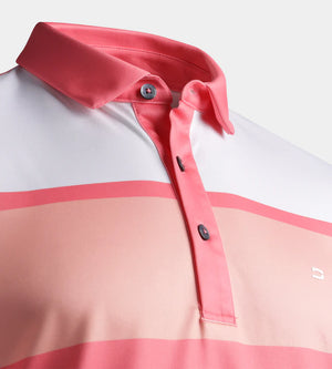 STRIPE PERFORMANCE POLO - CORAL