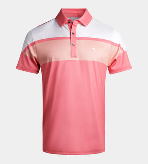 STRIPE PERFORMANCE POLO - CORAL