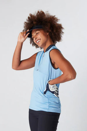 Swing Out Sister Christy Sleeveless Tranquil Blue Polo Top
