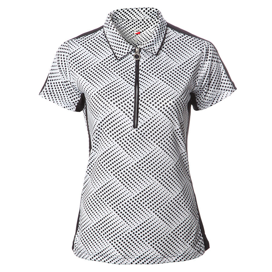 JRB Women's Golf Fashion Shirt - White Spot Print - Sleeved or Sleeveless