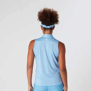SWING OUT SISTER LADIES AMELIE SLEEVELESS POLO SHIRT Tranquil Blue